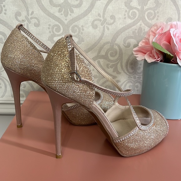 Sparkly champagne evening heels - Picture 4 of 6